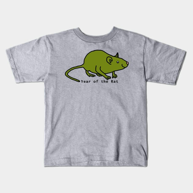 Year of the Rat - Green Kids T-Shirt by ellenhenryart